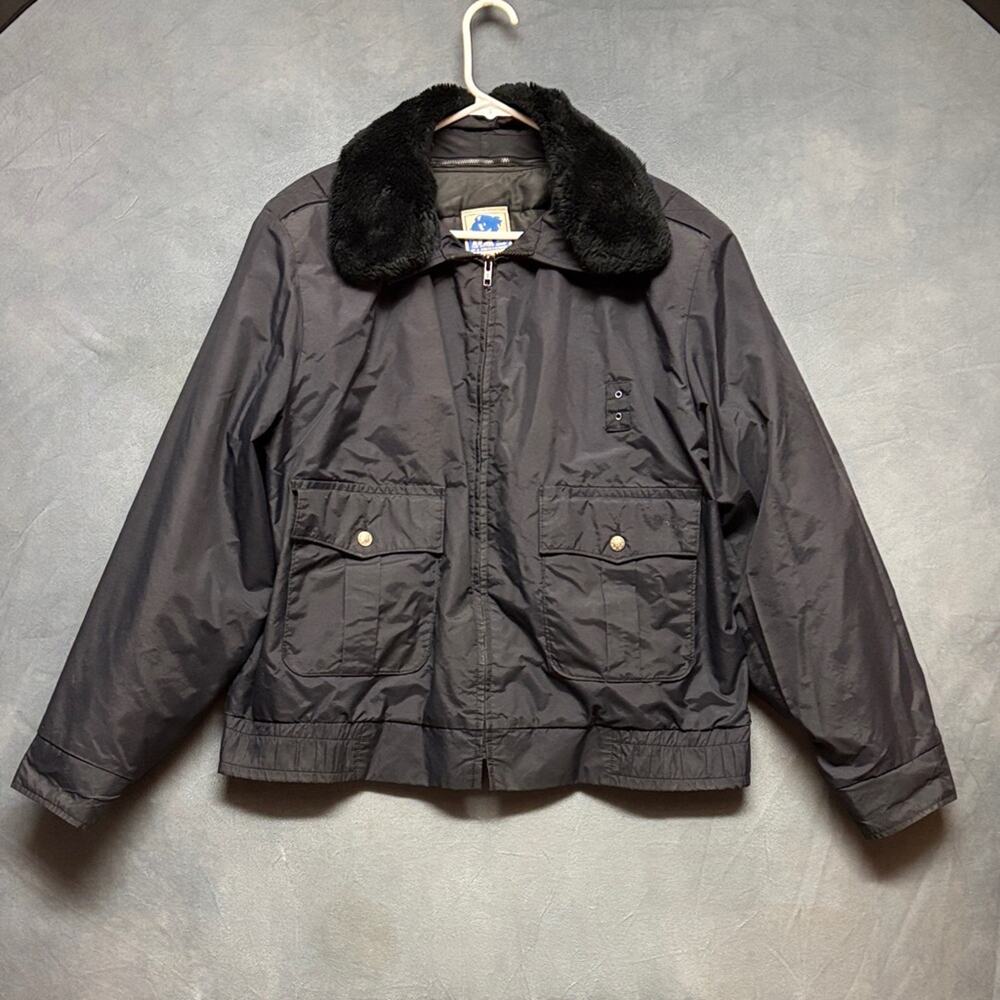 Vintage Horace Small Bomber Jacket 44L Black Nylon Pilot Thinsulate USA